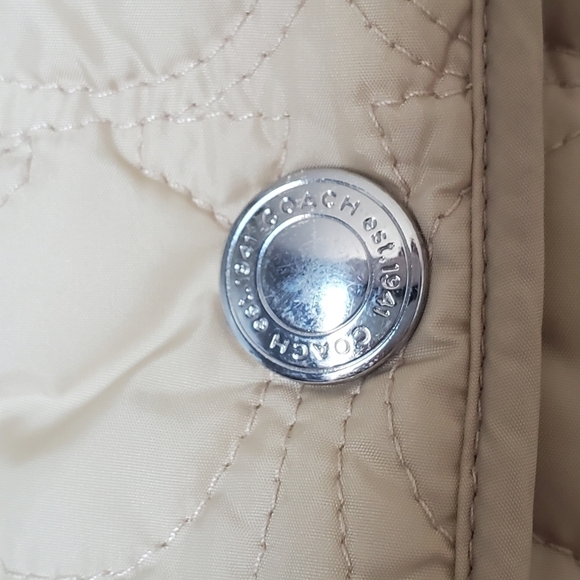 Coach Beige Cream Monogram Quilted Signature Coat Jacket Womens Size XS - Picture 4 of 14